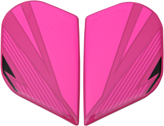 Pink ICON Alliance GT™ helmet side plates with primary design, compatible with helmet parts from Bill's Exhausts.