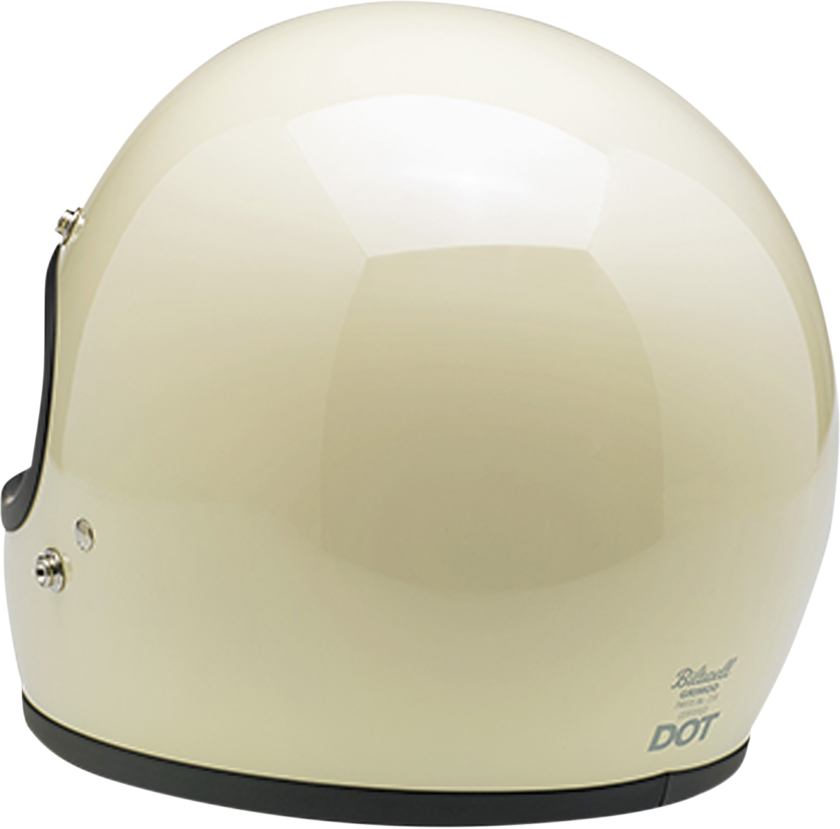 BILTWELL Gringo vintage white helmet in glossy finish, XS size, with classic motorcycle helmet design and branding.