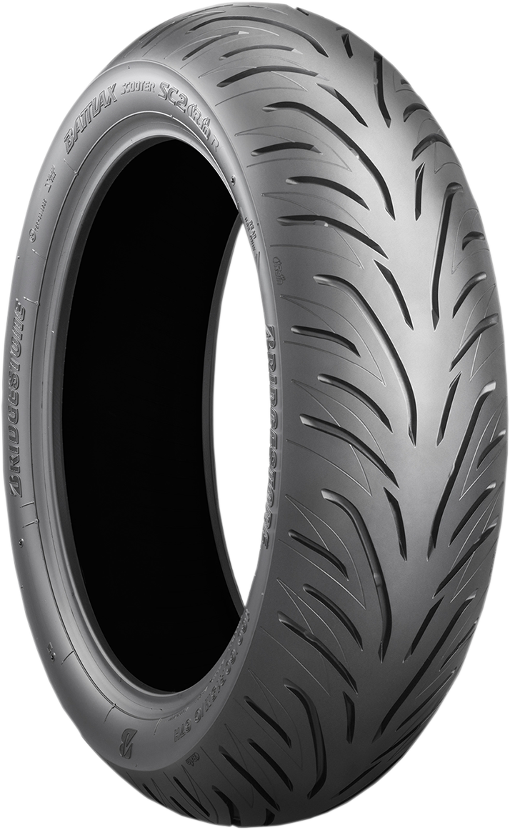 BRIDGESTONE Battlax SC2 Rain rear motorcycle tire 160/60-15 67H with wet weather tread pattern and high-performance design.