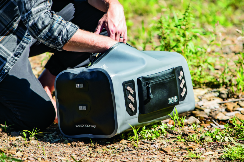Kuryakyn Torke 35L waterproof dry duffle bag for powersports gear storage, featuring durable material and secure closure.