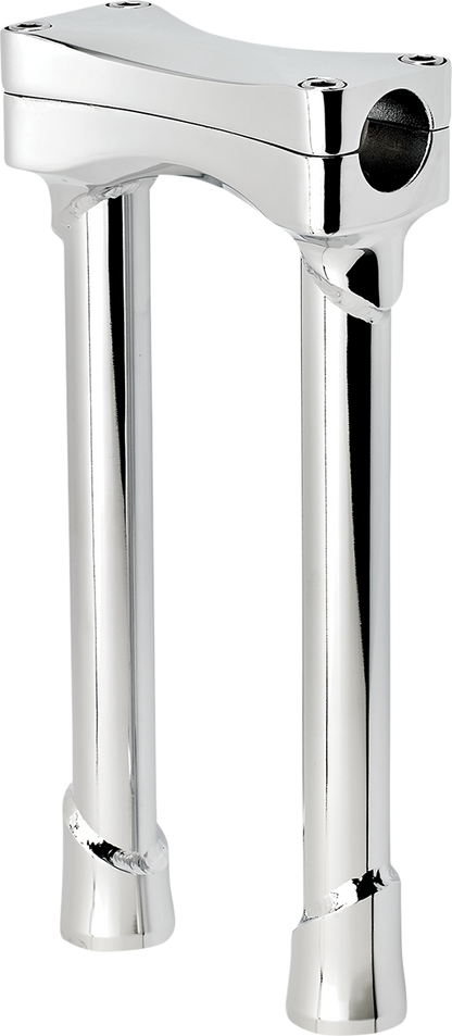 Chrome BILTWELL Risers Murdock Oversized 10-inch handlebars for motorcycle handlebar upgrade, featuring a sleek, chrome finish.