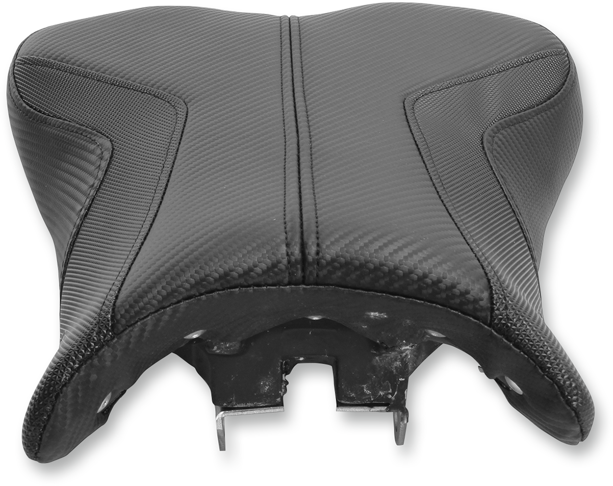 Bill's Exhausts SADDLEMEN GP-V1 standard motorcycle seat for ZX '08-'18, black and textured with ergonomic design.