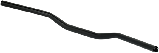 Black BILTWELL oversized Tracker handlebar for motorcycles, shown with a close-up of the sturdy metal construction and matte finish.
