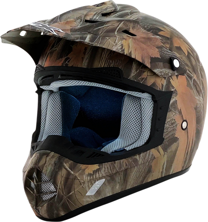 Bill's Exhausts AFX FX-17 helmet in camouflage pattern, XL size, with a sleek design and secure strap.