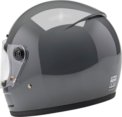 BILTWELL Gringo SV helmet in gloss storm gray, large size, featuring a sleek motorcycle helmet design by Bill's Exhausts.