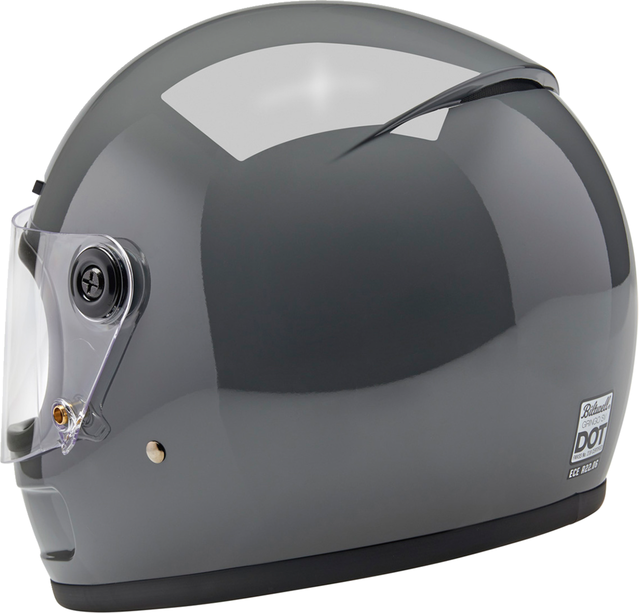 BILTWell Gringo SV helmet in gloss storm gray, small size, featuring aerodynamic design and secure strap for motorcycle riding.