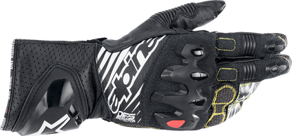 Alpinestars GP Tech V2 S motorcycle gloves in black and white, size 3XL, featuring protective armor and textured palms.