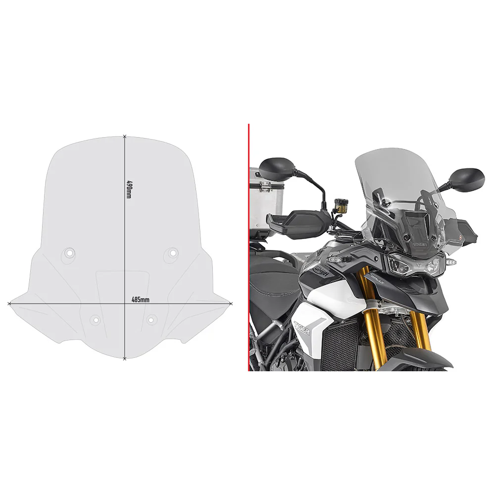 GIVI D6415S smoke motorcycle windshield replacement mounted on a motorcycle, providing wind protection and aerodynamic styling