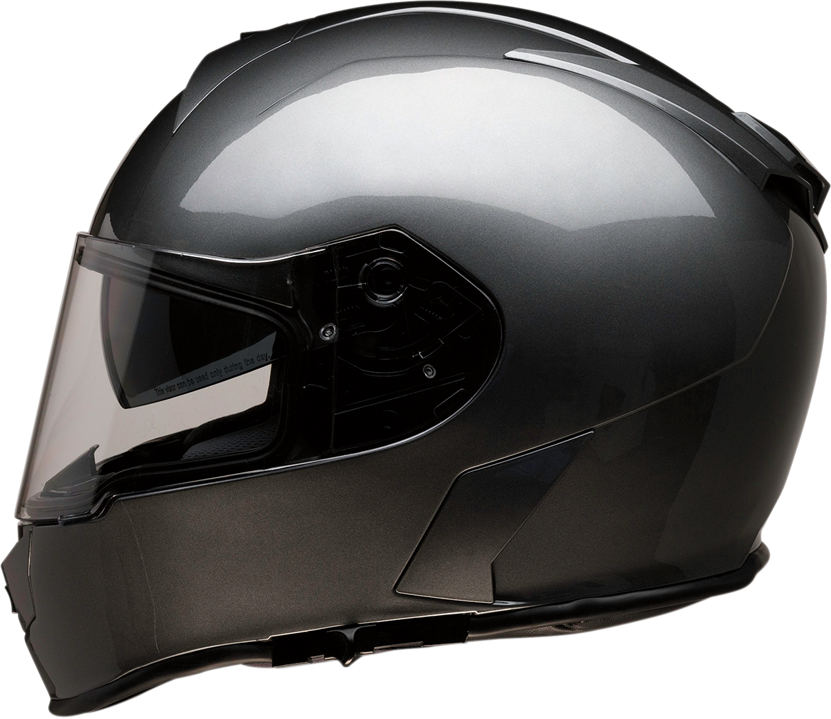 Z1R Warrant helmet in dark silver, XL size, featuring a sleek design and secure chin strap for motorcycle riding.