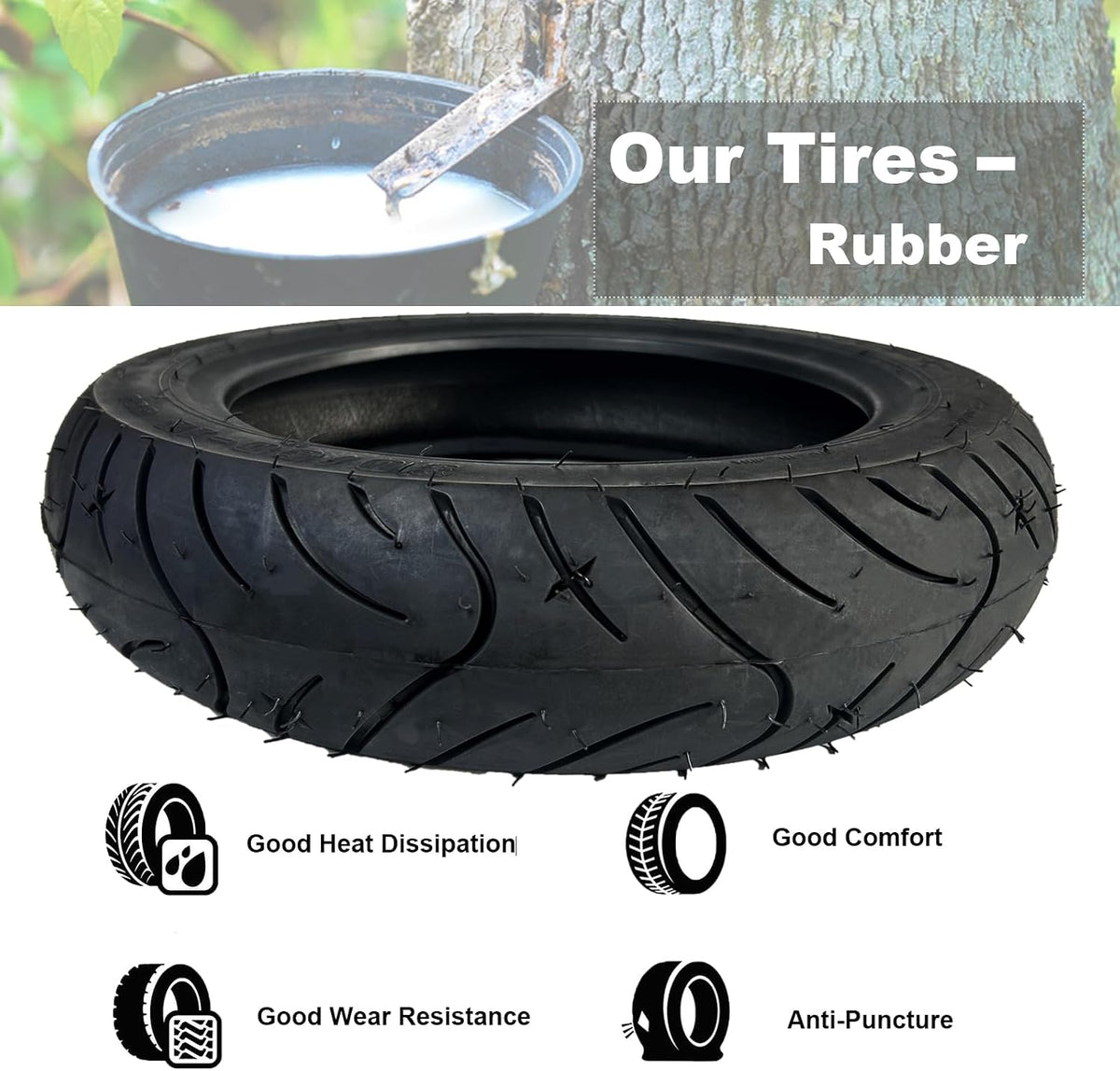 90/90-12 Scooter Tire 12" Tubeless – Front or Rear