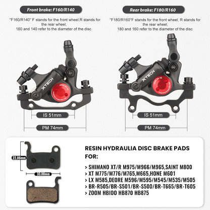 Hycline ZOOM XTECH HB-100 hydraulic disc brake caliper with dual pistons for mountain bikes, eBikes, and scooters.