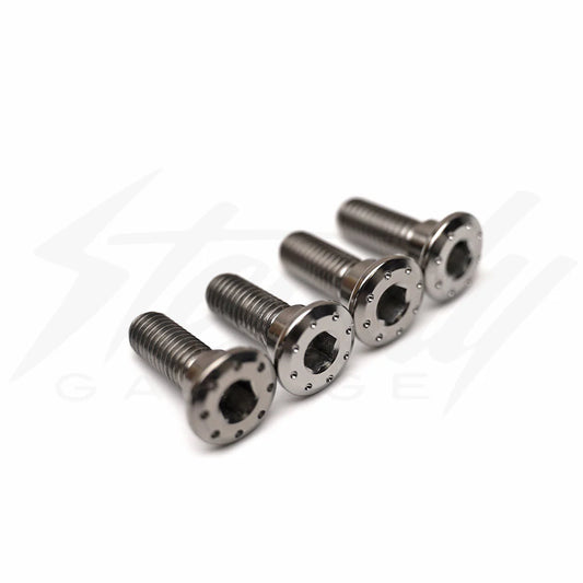 Chimera Engineering GR-5 Titanium M8x1.25 rotor bolts, set of four, high-strength hardware for bicycle or motorcycle rotors.