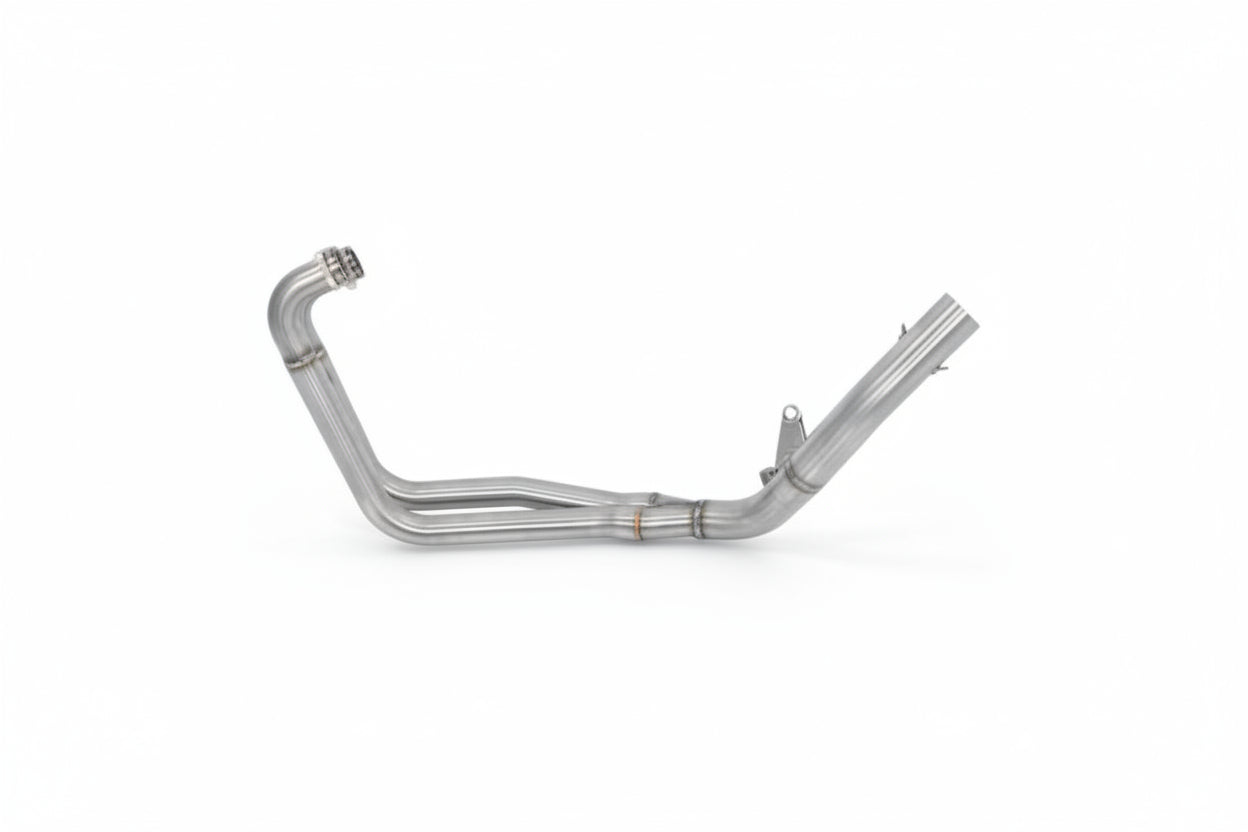 Stainless steel racing exhaust collectors for BMW F 800 R '09-10, compatible with Arrow silencers, by Bill's Exhausts.