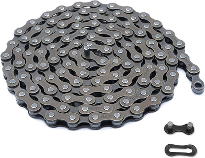 Hycline bicycle chain for 6/7/8-speed bikes, 1/2x3/32 inch, 116 links, durable metal bike chain on a white background.