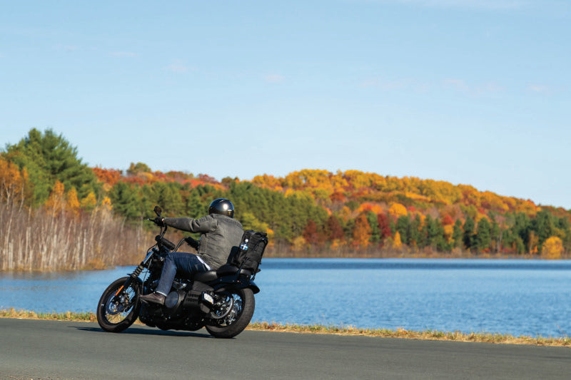 Kuryakyn Momentum Runaway Backpack for powersports and daily commuting, black backpack with multiple compartments and ergonomic straps