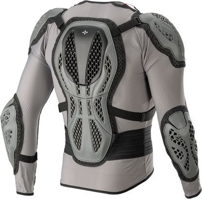 Alpinestars Bionic Action Jacket in gray and yellow, medium size, featuring protective armor and adjustable straps.