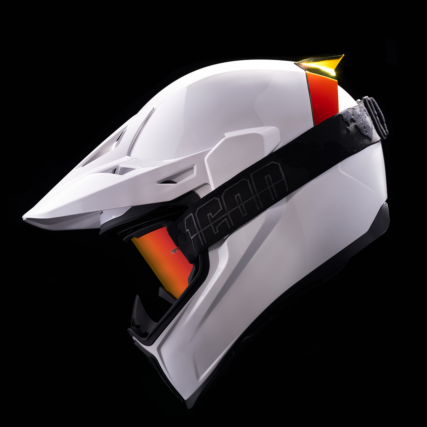 Black ICON Airflite goggles by Bill's Exhausts with clear lenses and adjustable strap, designed for motorcycle riding.