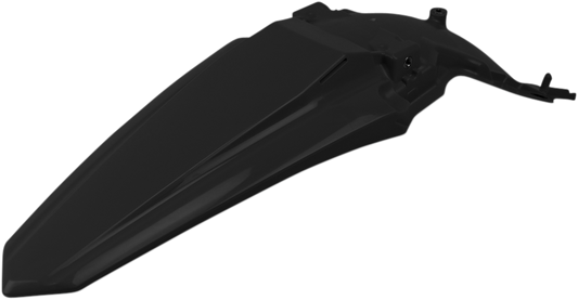 Black ACERBIS rear fender mounted on a motorcycle, designed for durability and style in motorcycle body accessories.