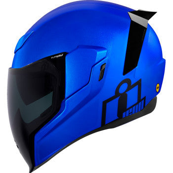 Blue ICON Airflite™ helmet with Jewel design, MIPS® safety system, size XL, featuring aerodynamic shape and detailed graphics.
