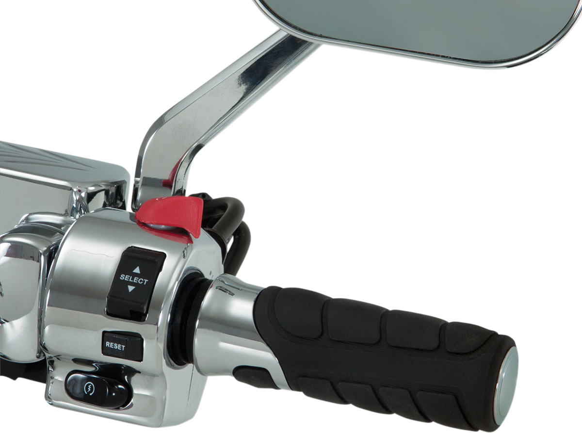 Bill's Exhausts Show Chrome Solace 1-inch engine grips with chrome finish, designed for motorcycle handlebars.