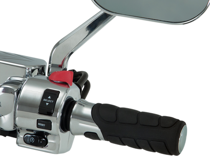 Bill's Exhausts Show Chrome Solace 1-inch engine grips with chrome finish, designed for motorcycle handlebars.
