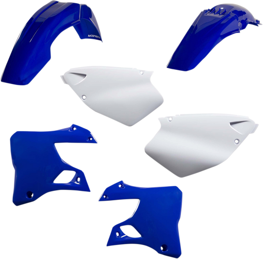 Acerbis OEM YZ 125/250 1996-1999 motorcycle body kit installed on a dirt bike, including front and side body panels.