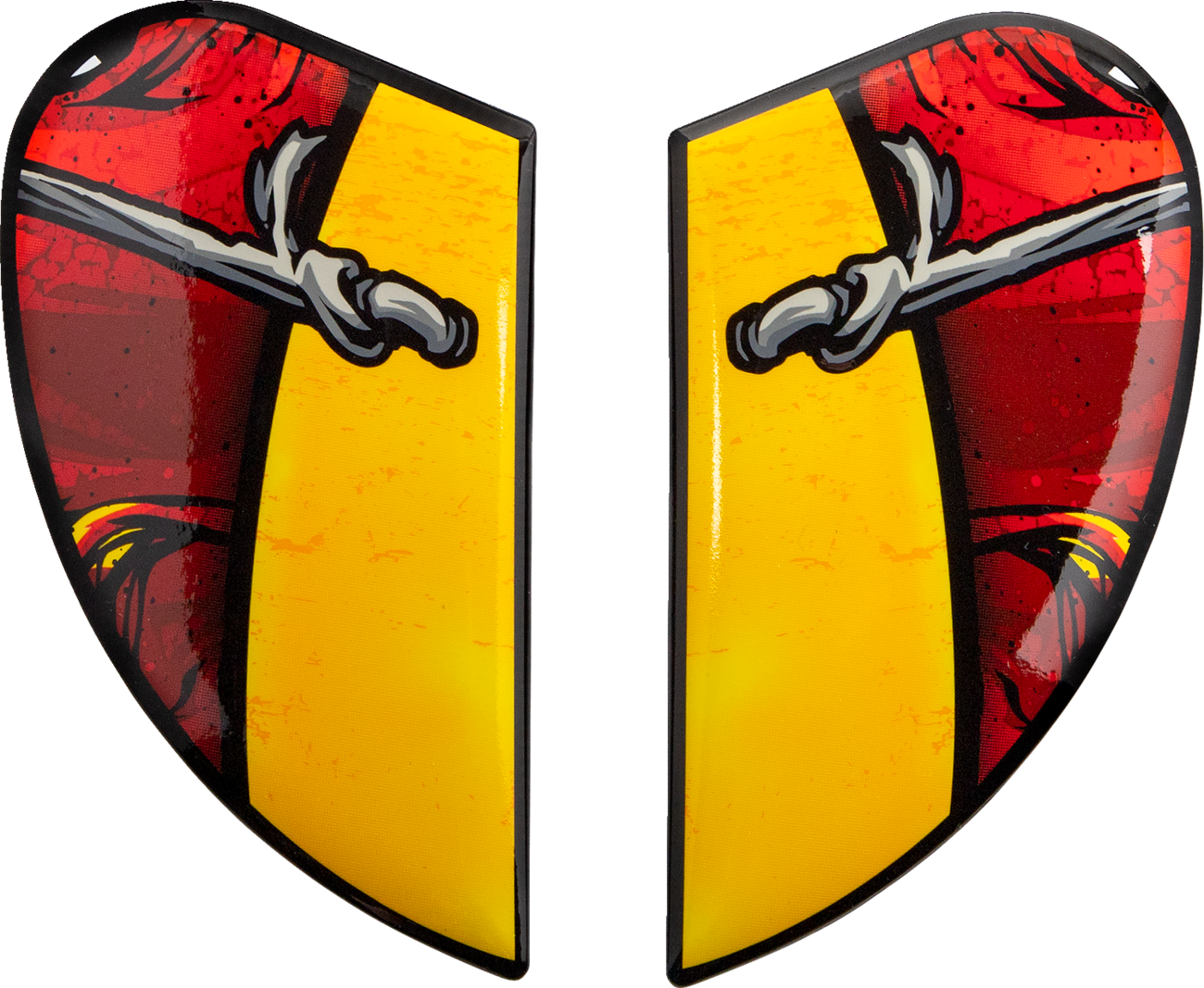 Red ICON Airform™ Side Plates for Brozak helmets, helmet parts by Bill's Exhausts, shown in a close-up image.