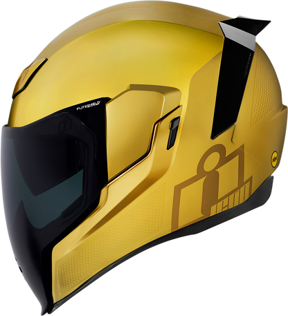 Bill's Exhausts ICON Airflite™ Helmet Jewel Gold MIPS XL, showing the helmet's sleek design and vibrant jewel gold color.