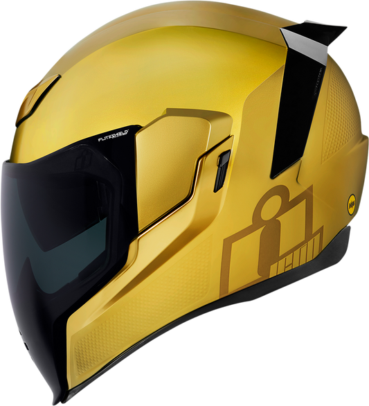 Gold ICON Airflite™ helmet with MIPS® technology in large size, featuring a jewel design and aerodynamic helmet shape.