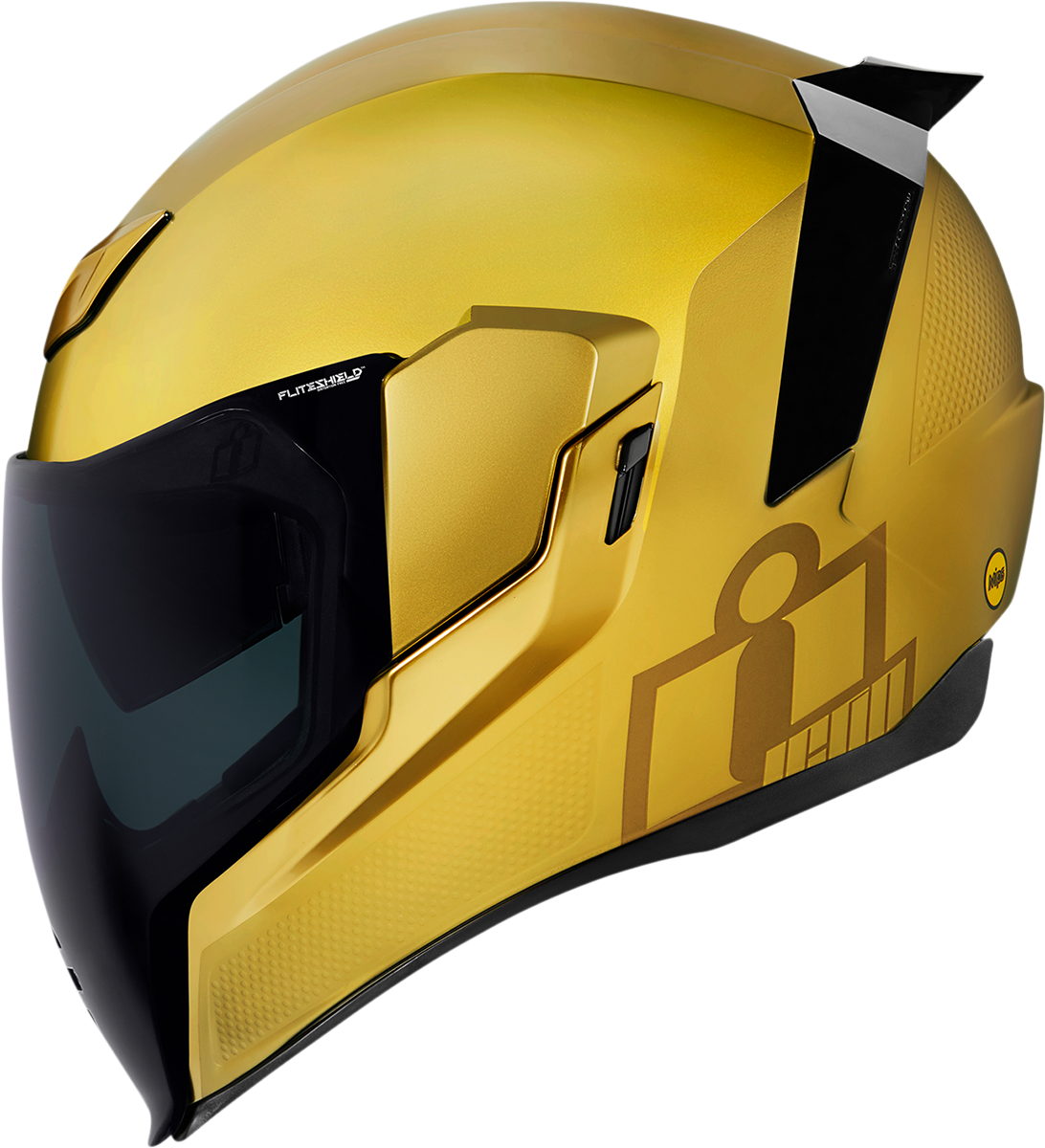 Bill's Exhausts ICON Airflite™ Jewel MIPS gold motorcycle helmet, small size, with sleek design and ventilation features.