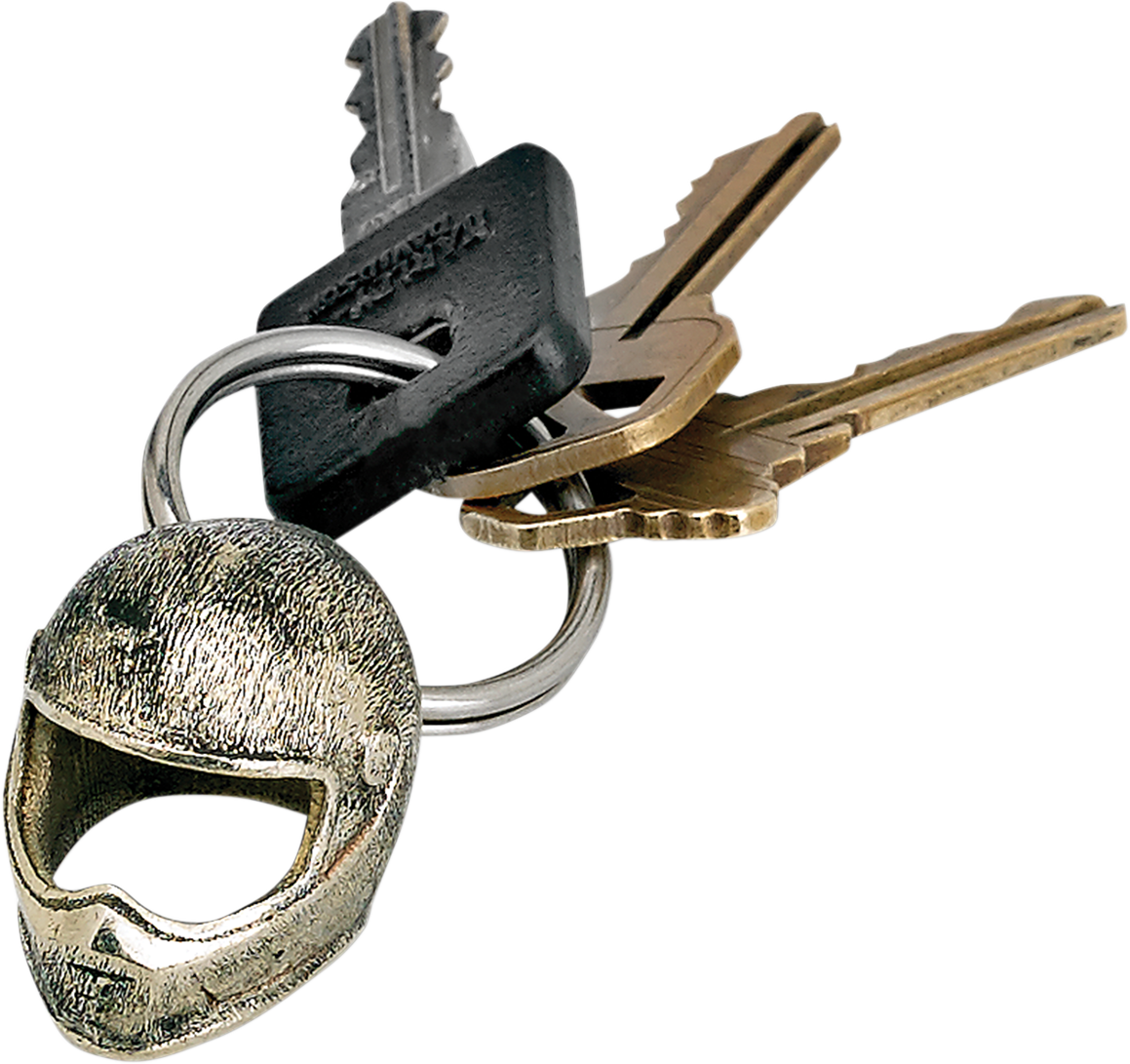 BILTWELL key fob featuring Splitter Helmet design, made for helmet parts and accessories by Bill's Exhausts.