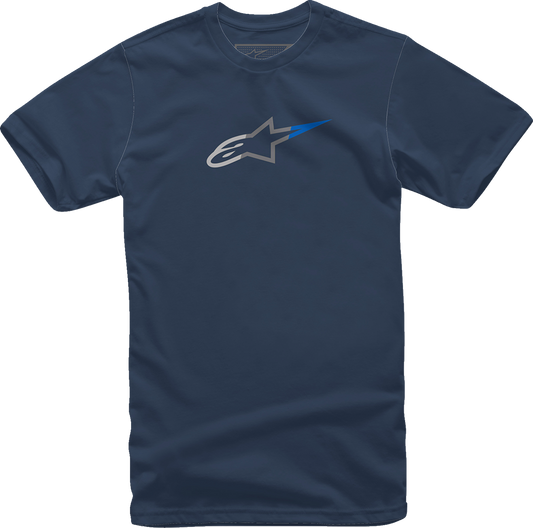 Navy ALPINESTARS Ageless Rake T-Shirt in large size, featuring the brand logo and design on the front, casual fit.