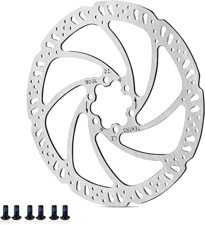 Hycline Tektro TR-24 disc brake rotor, stainless steel, 140mm to 203mm, 6-bolt mount for bicycle braking system.