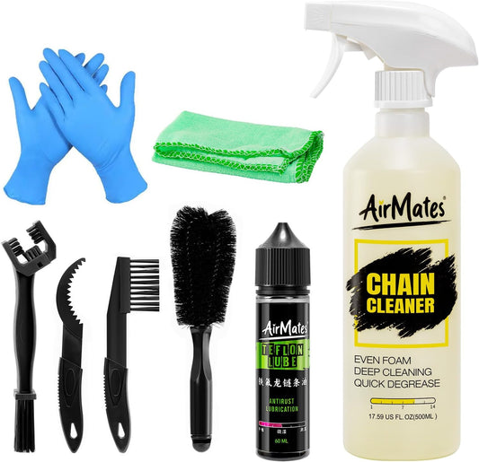 Hycline bicycle chain cleaning kit with brushes and degreaser for thorough bike chain maintenance and cleaning.