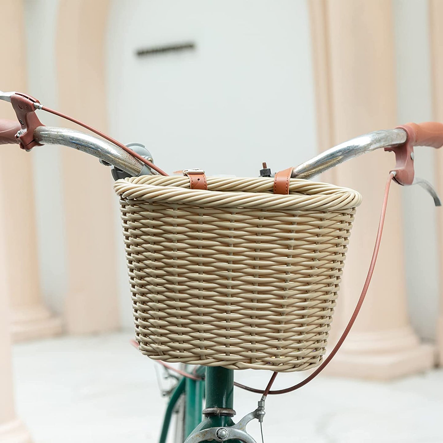 Hycline bicycle front handlebar storage basket with 71L capacity, suitable for adult and kids bikes, made of durable woven material.