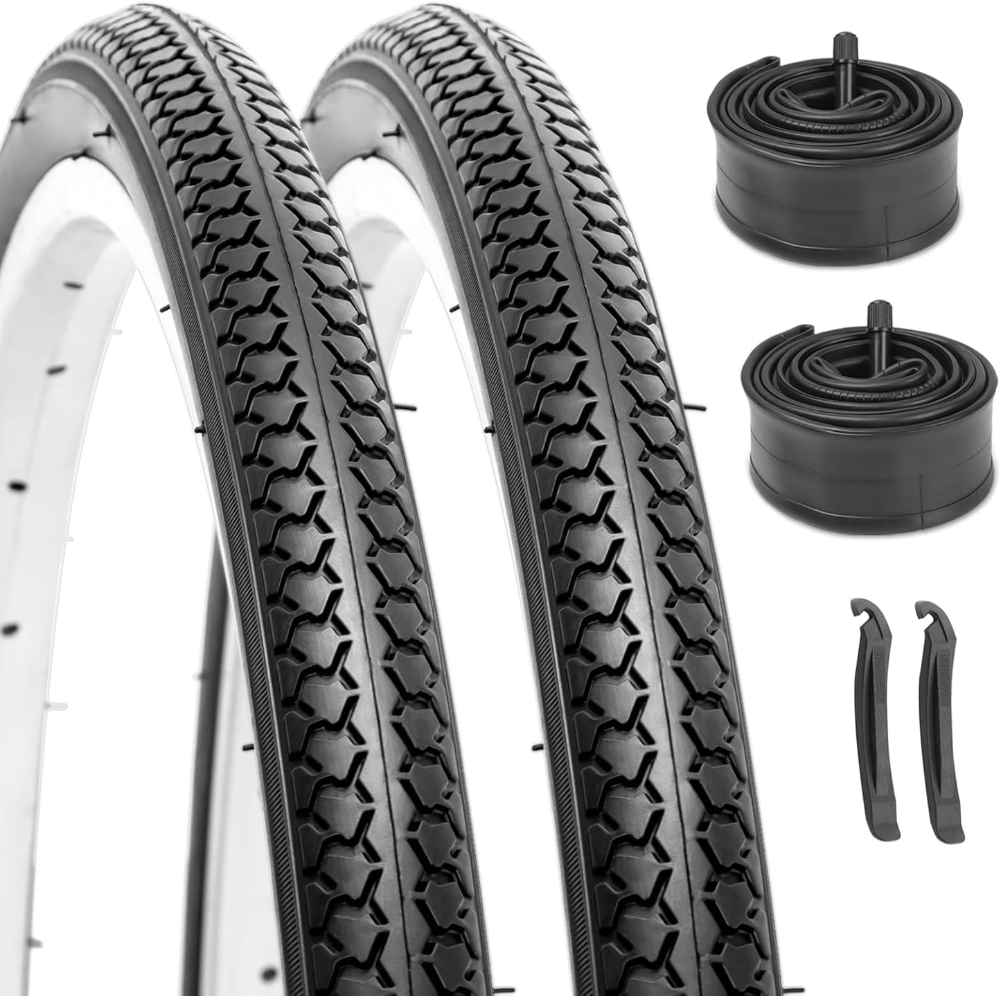 Hycline RetroPath 26x1 3/8 (37-590) bicycle tire with black rubber tread and sidewalls, suitable for vintage-style bikes.
