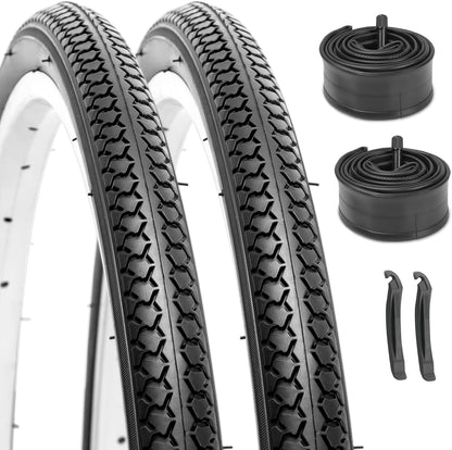 Hycline RetroPath 26x1 3/8 (37-590) bicycle tire with black rubber tread and sidewalls, suitable for vintage-style bikes.