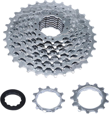 Hycline 9-speed 11-32T bicycle cassette with metal sprockets, designed for smooth gear shifting on mountain and road bikes.