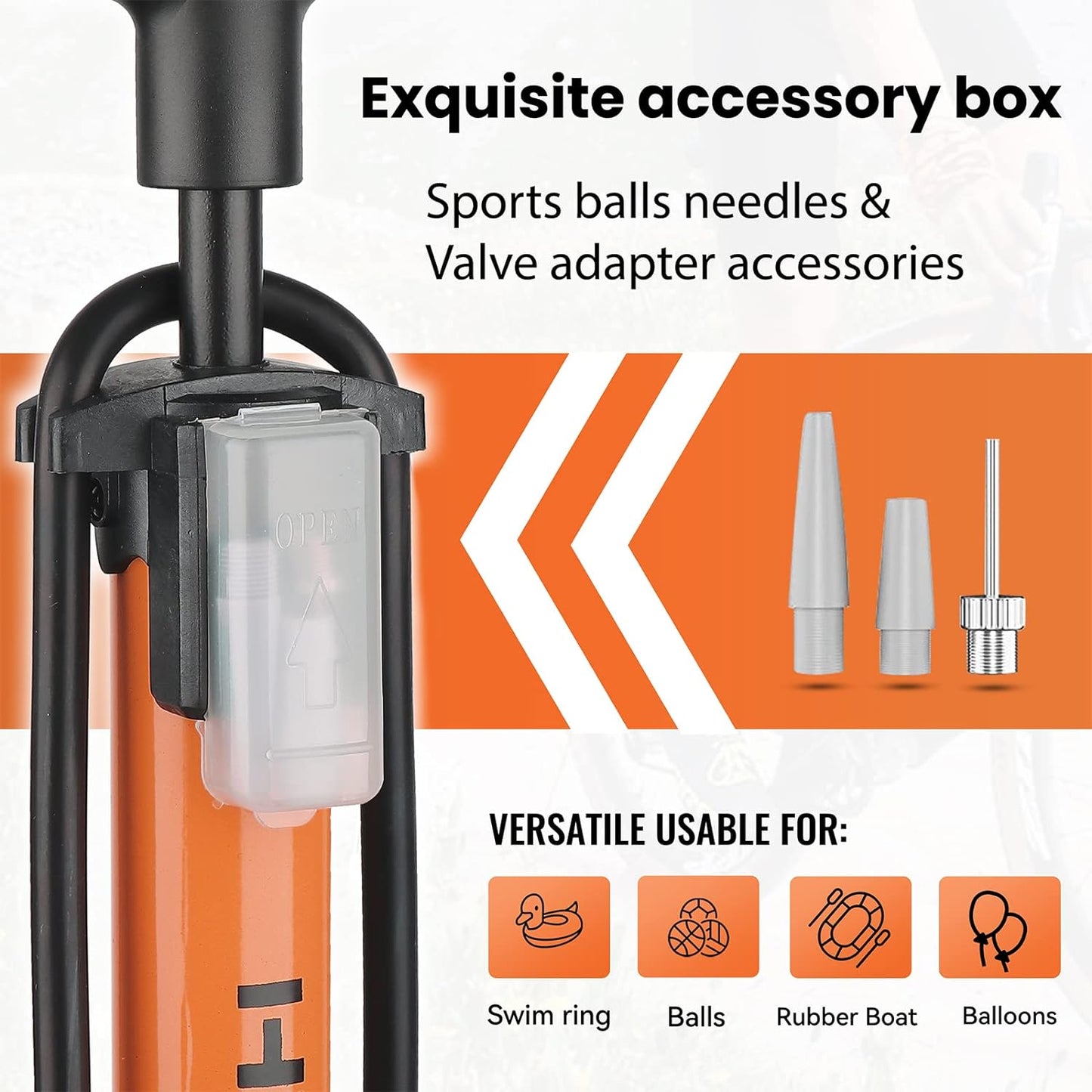 Hycline Basic Bike Pump for bicycles, shown with durable aluminum body and flexible hose for easy tire inflation.
