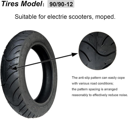 90/90-12 Scooter Tire 12" Tubeless – Front or Rear