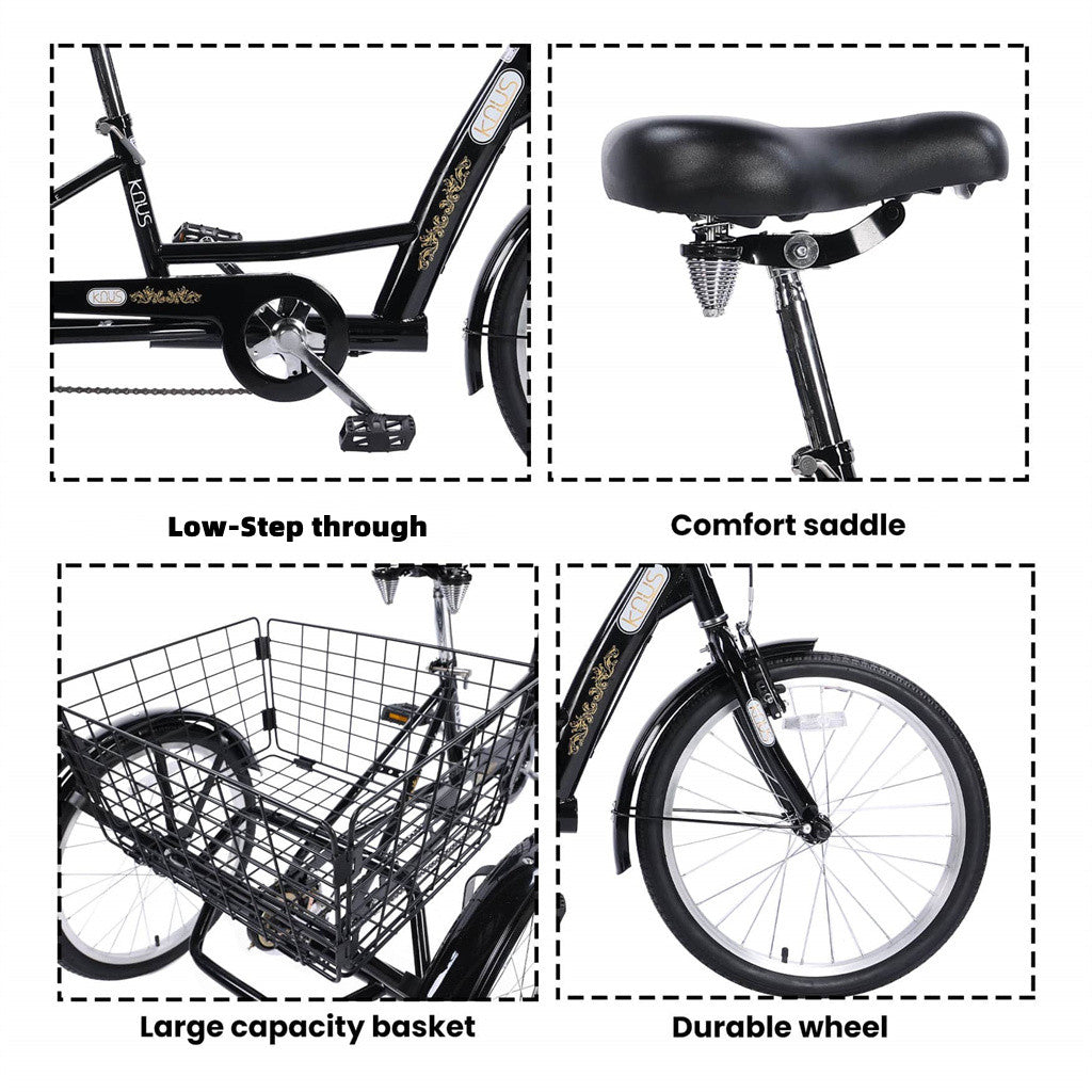 Hycline Knus KT03 26-inch adult tricycle with a sturdy frame, three wheels, and comfortable seating for adult riders.