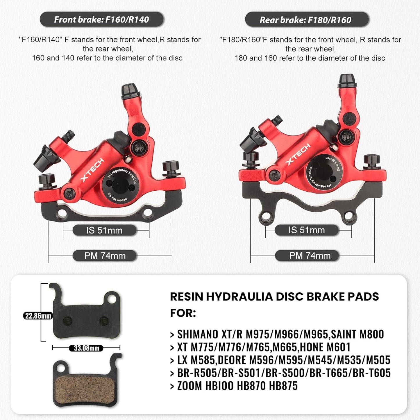 Hycline ZOOM XTECH HB-100 hydraulic disc brake caliper with dual pistons for mountain bikes, eBikes, and scooters.