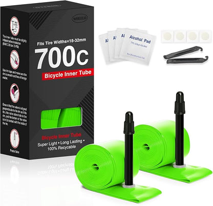 Hycline TPU road bike tube for 700C wheels, 18C-32C size, shown with valve and flexible rubber material.