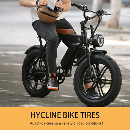 Hycline Raider e-bike and fat bike tire with rugged tread pattern, suitable for off-road and mountain biking.