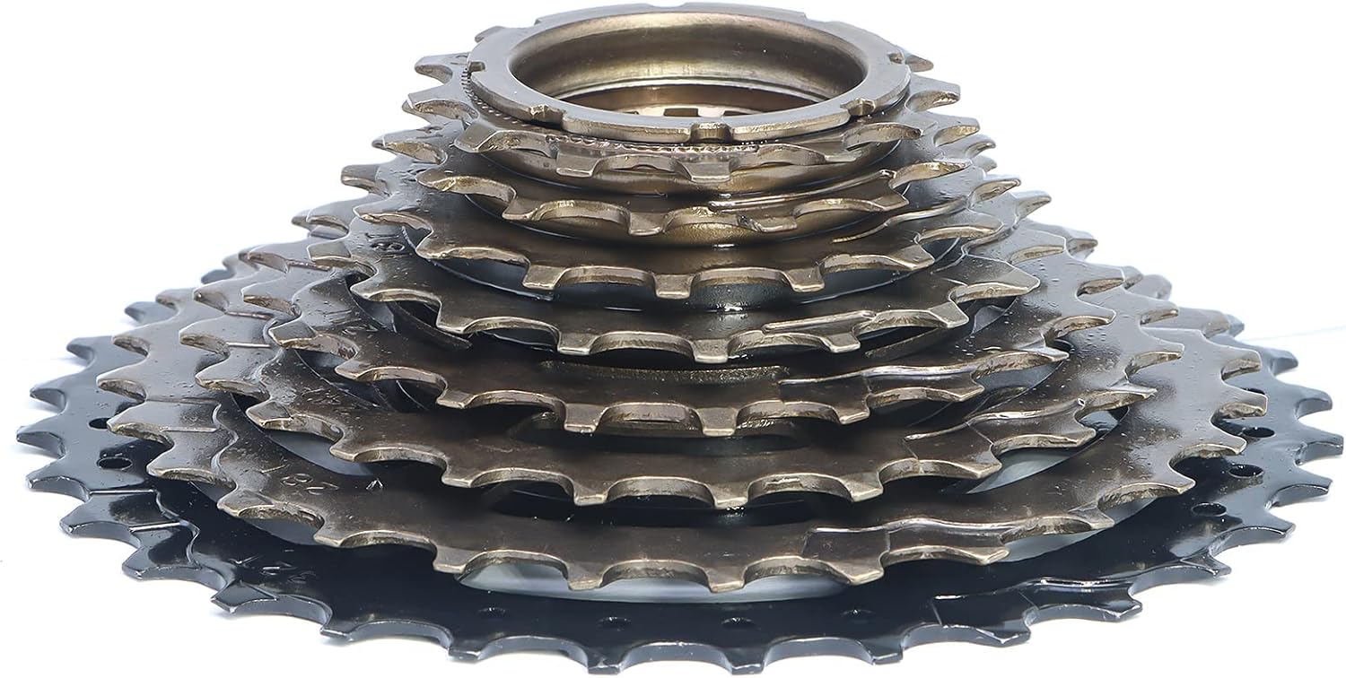 Hycline 8-speed 13-32T bike freewheel with 71 teeth, shown mounted on a bicycle drivetrain for smooth gear shifting.