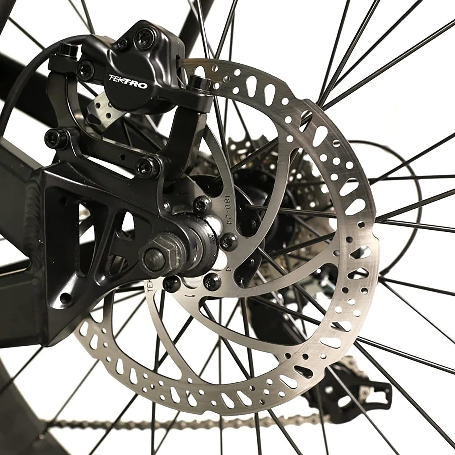 Hycline Tektro TR-24 disc brake rotor in stainless steel with 6-bolt mount, available in 140mm to 203mm sizes for bicycles.