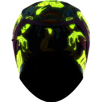 Bill's Exhausts ICON Airform™ Helmet Scatterbrain MIPS® purple medium, lightweight motorcycle helmet with colorful graphic design