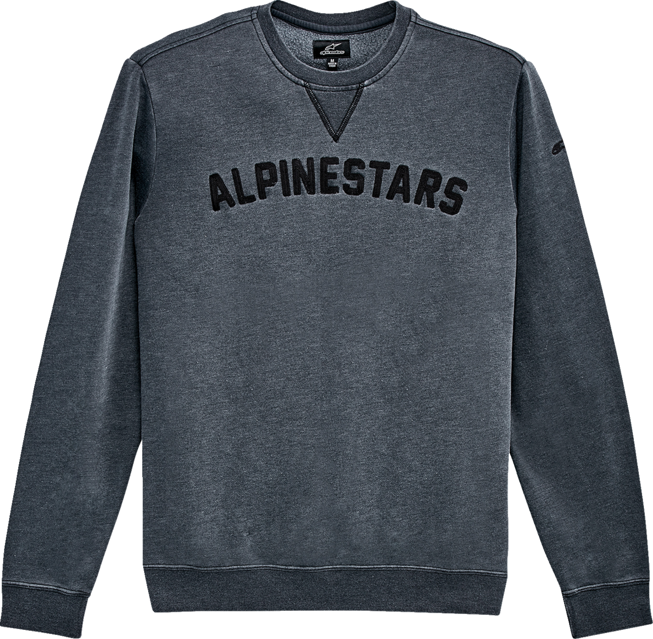 Black ALPINESTARS Soph Crew Fleece hoodie in medium, featuring a soft fabric and classic fit, displayed on a plain background.