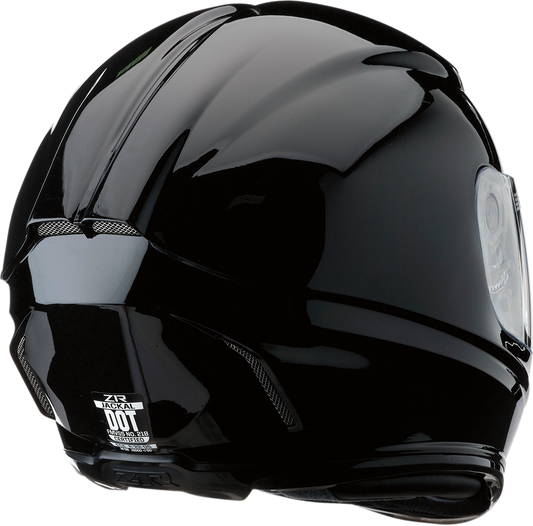 Black Z1R Jackal motorcycle helmet with Aero Shell, sun visor, and ventilation system, large size, detailed view.