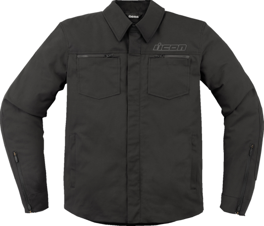 Bill's Exhausts ICON Upstate Canvas CE Jacket in black, 3XL, showcasing durable fabric, front zipper, and stylish design.